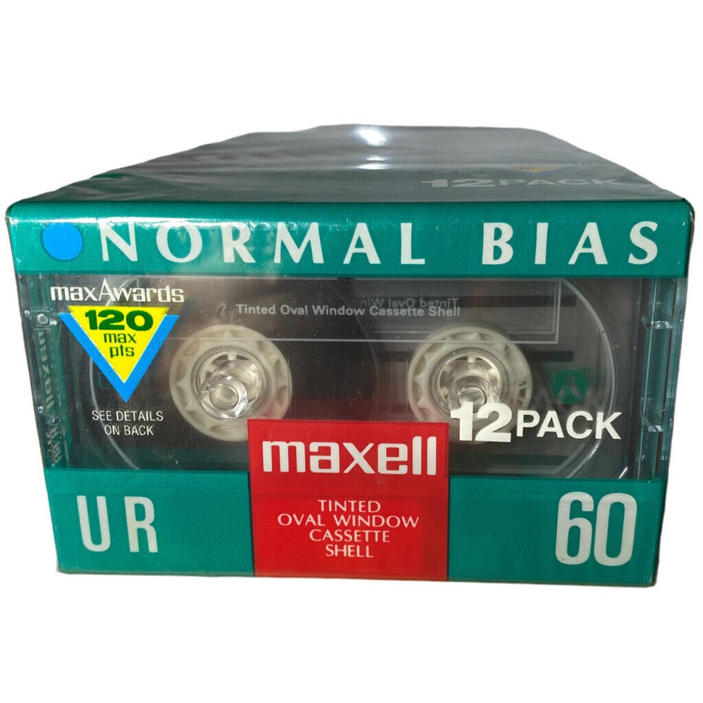 Vintage Green Maxwell Audio Cassettes 12 Pack Normal Bias UR 60 Minutes NEW